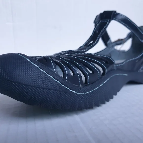 JBU Wm Melon Black Memory Foam Vegan Cutout Leather Sneakers Velcro T-Strap 7.5 - Picture 9 of 16